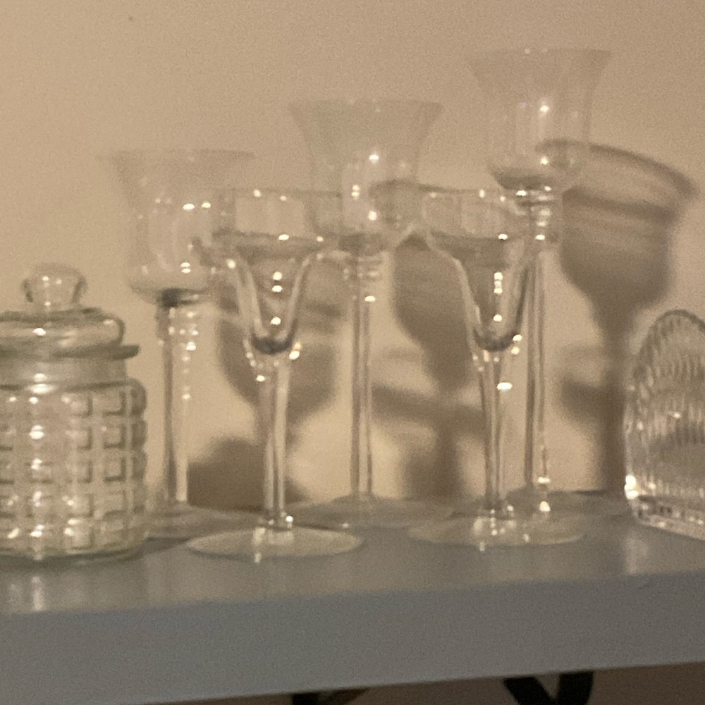 Crystal Clear Candle Holders Glass Set 5 pieces - Picture 2 of 3